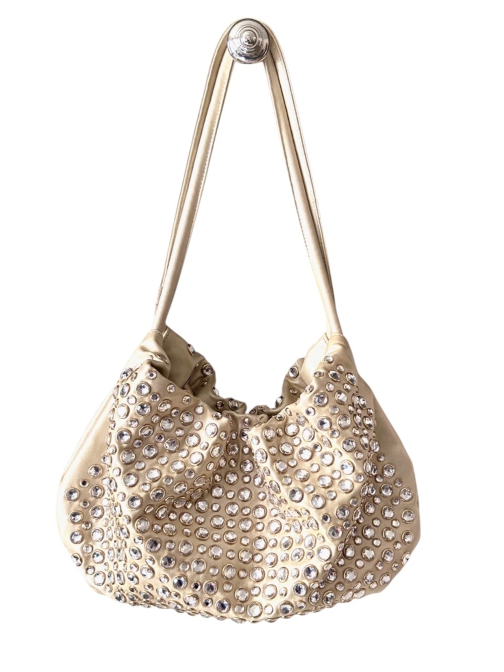 NWOT Sondra Roberts Bezel Set Facetted Rhinestones Faux Leather Shoulder Bag